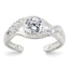 Sterling Silver Polished Fancy CZ Twisted Sides Adjustable Toe Ring