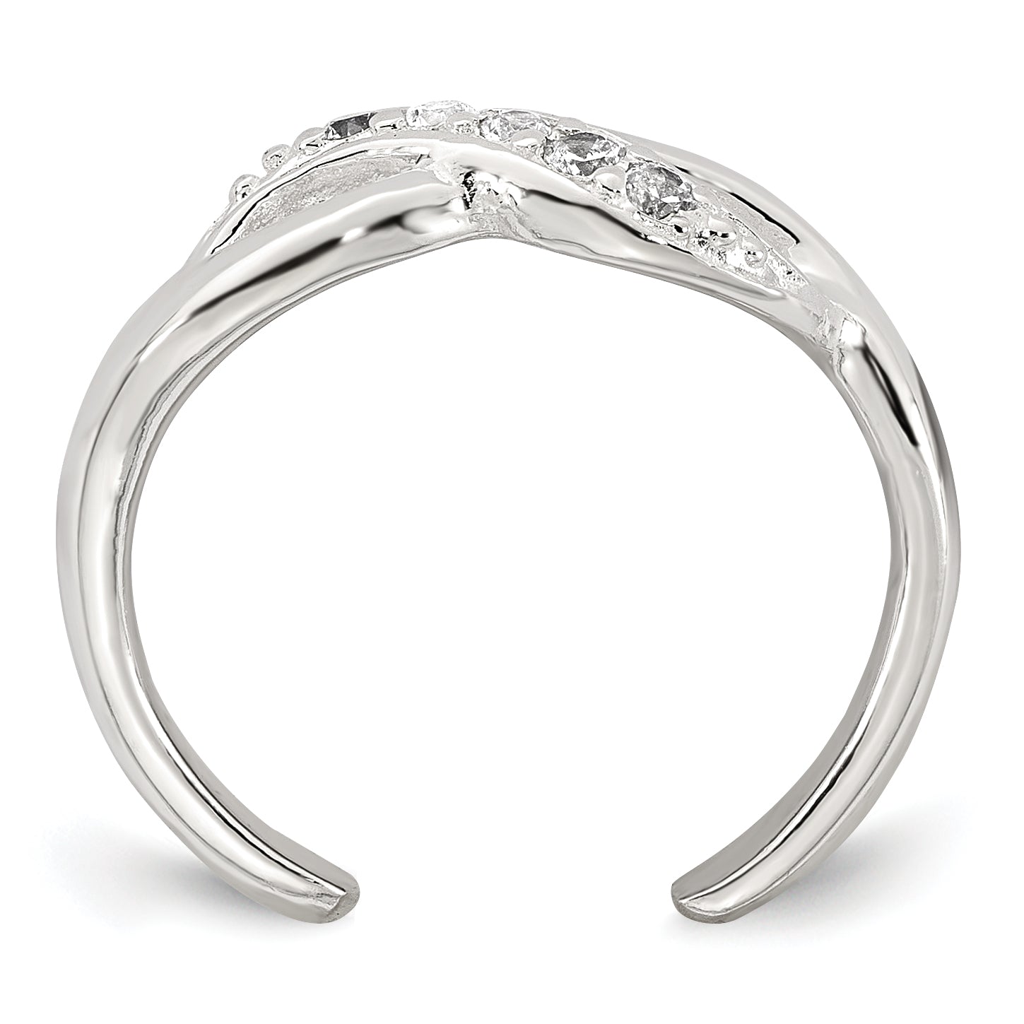 Sterling Silver Polished CZ Infinity Adjustable Toe Ring Secondary image