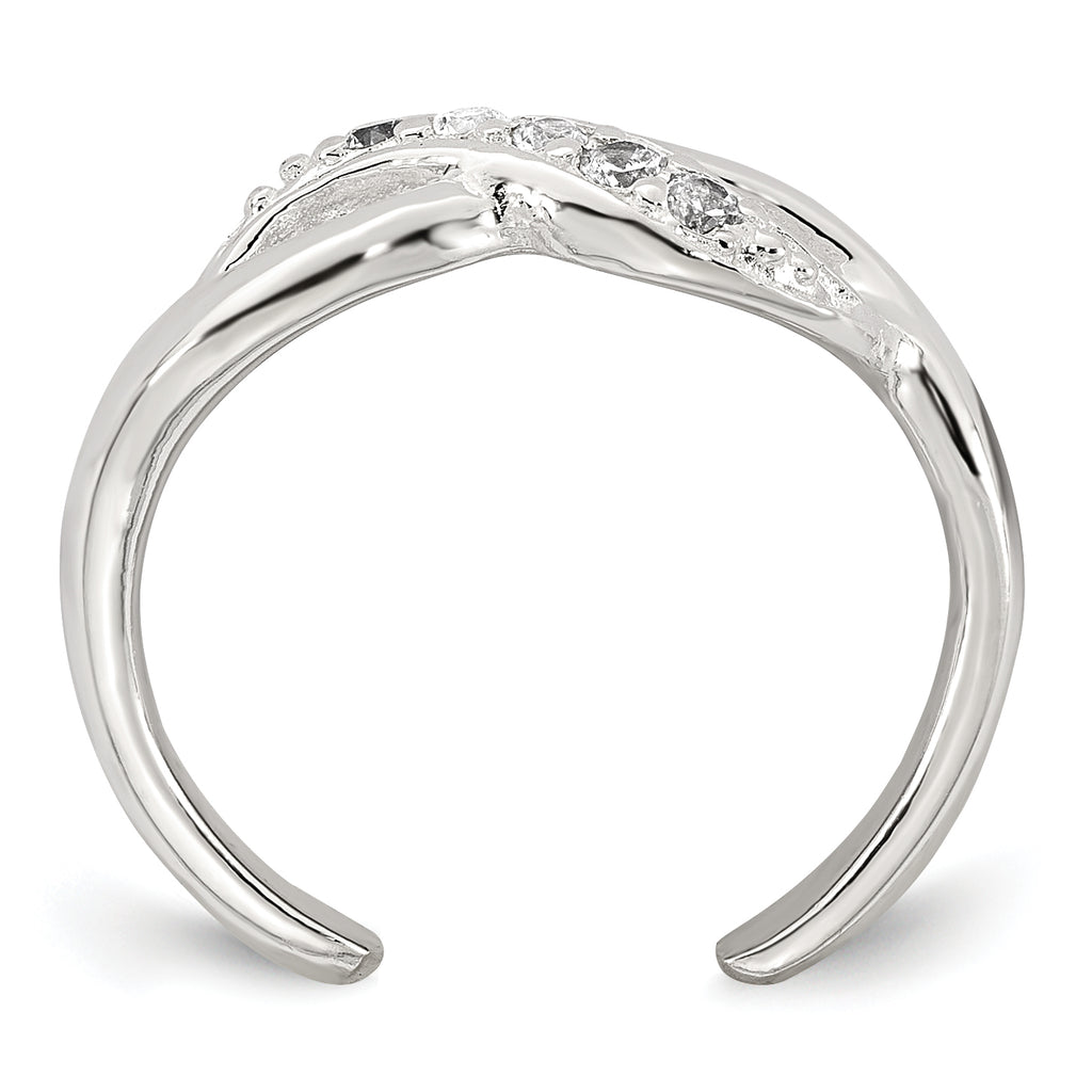 Sterling Silver Polished CZ Infinity Adjustable Toe Ring