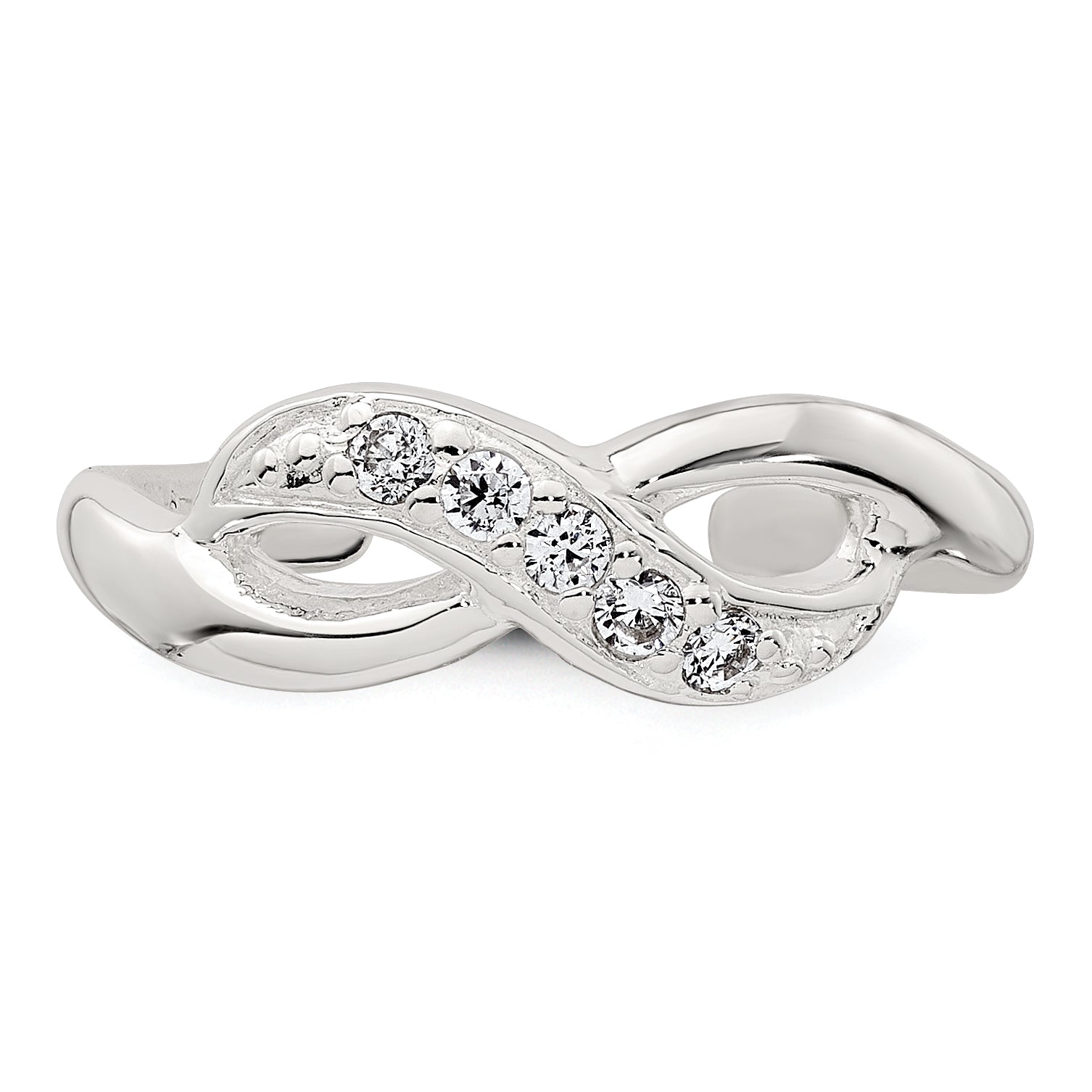 Sterling Silver Polished CZ Infinity Adjustable Toe Ring