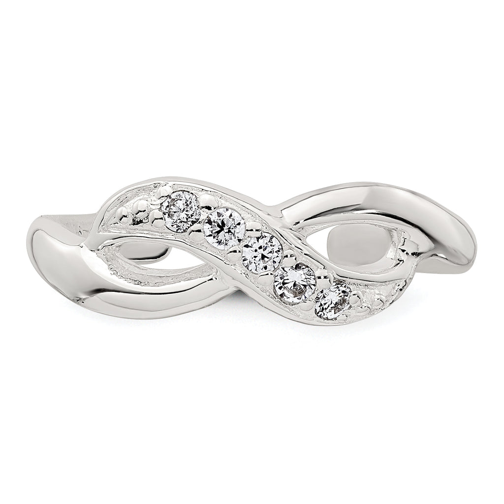 Sterling Silver Polished CZ Infinity Adjustable Toe Ring