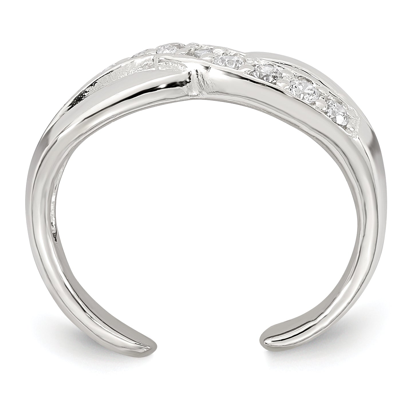 Sterling Silver Polished CZ Infinity Adjustable Toe Ring Secondary image