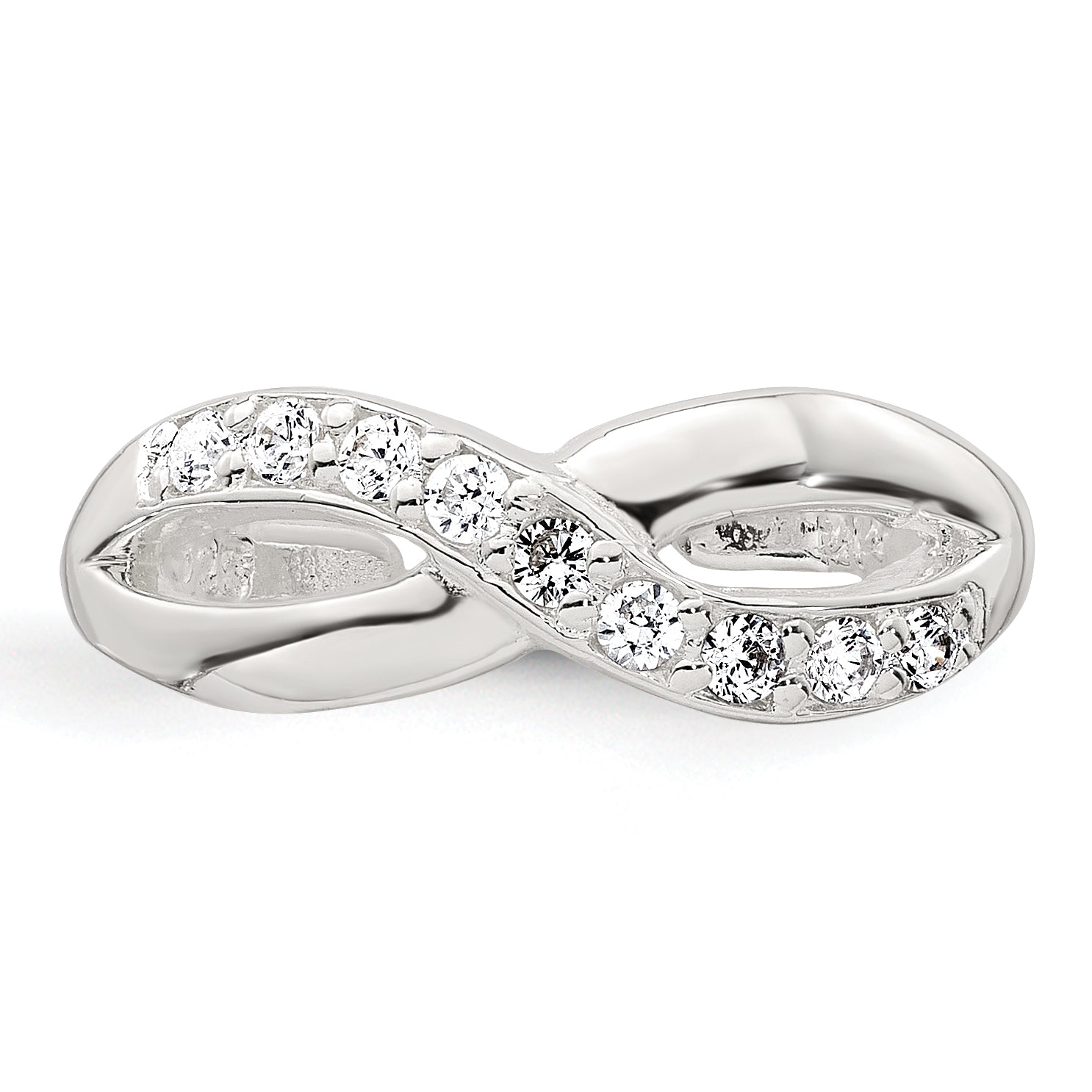 Sterling Silver Polished CZ Infinity Adjustable Toe Ring