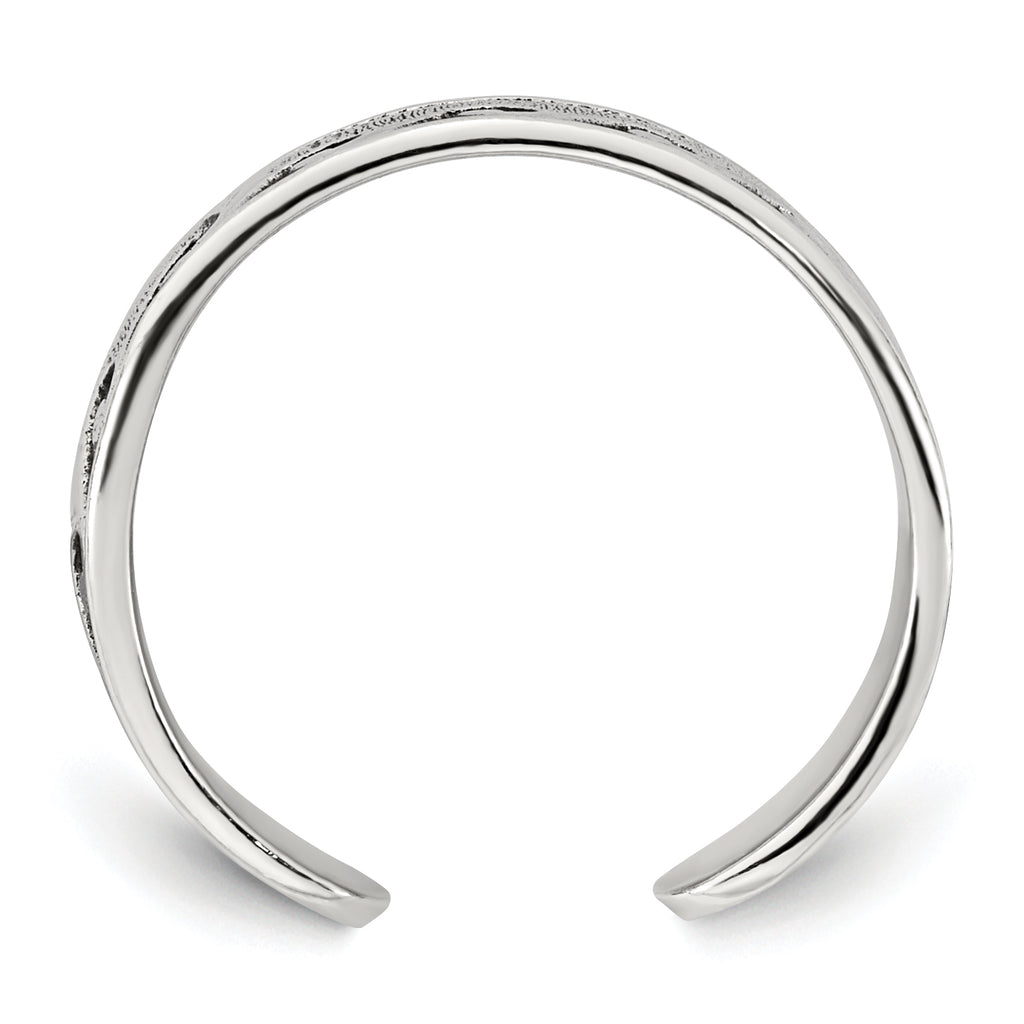 Sterling Silver Polished and Antiqued Waves Toe Ring
