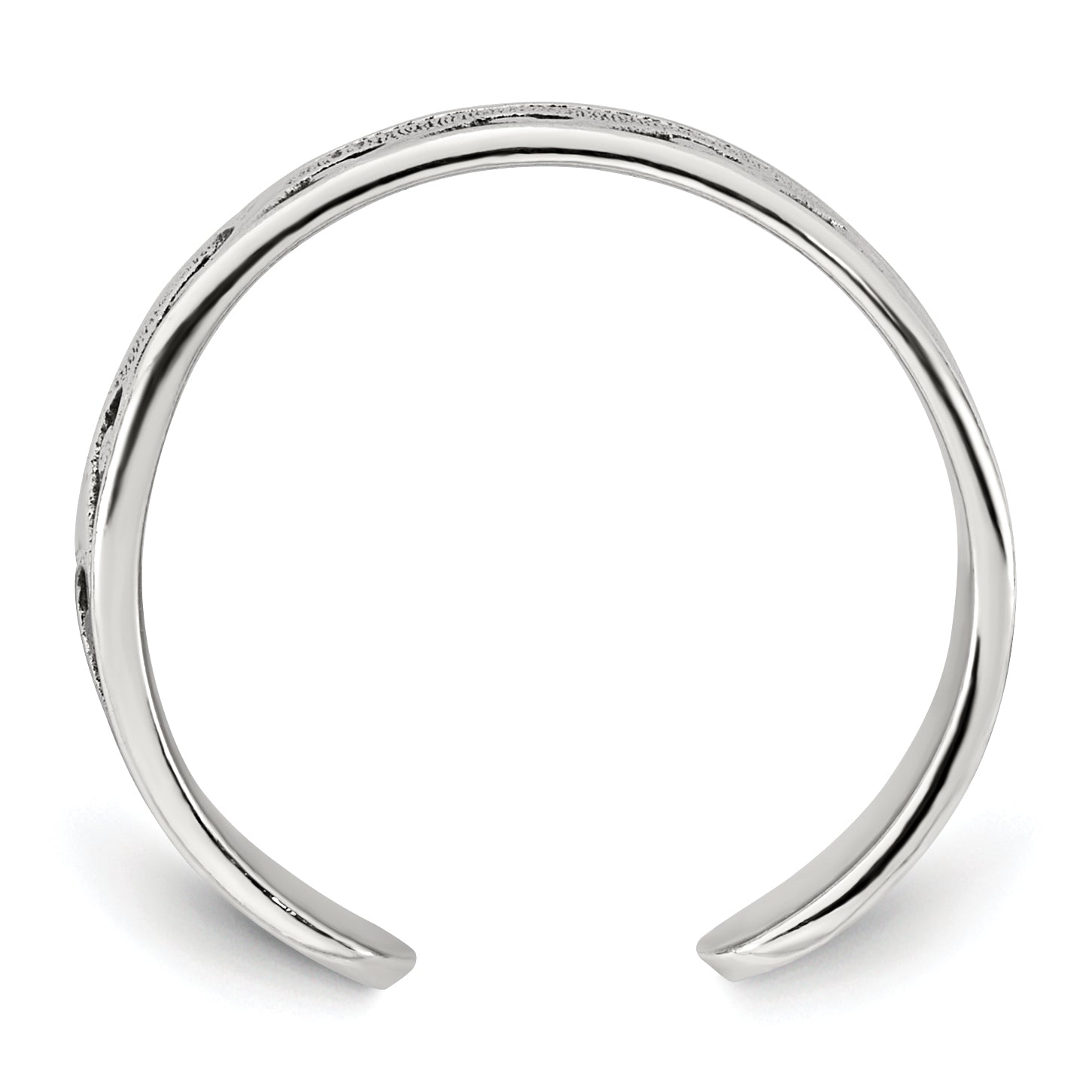 Sterling Silver Polished and Antiqued Waves Toe Ring
