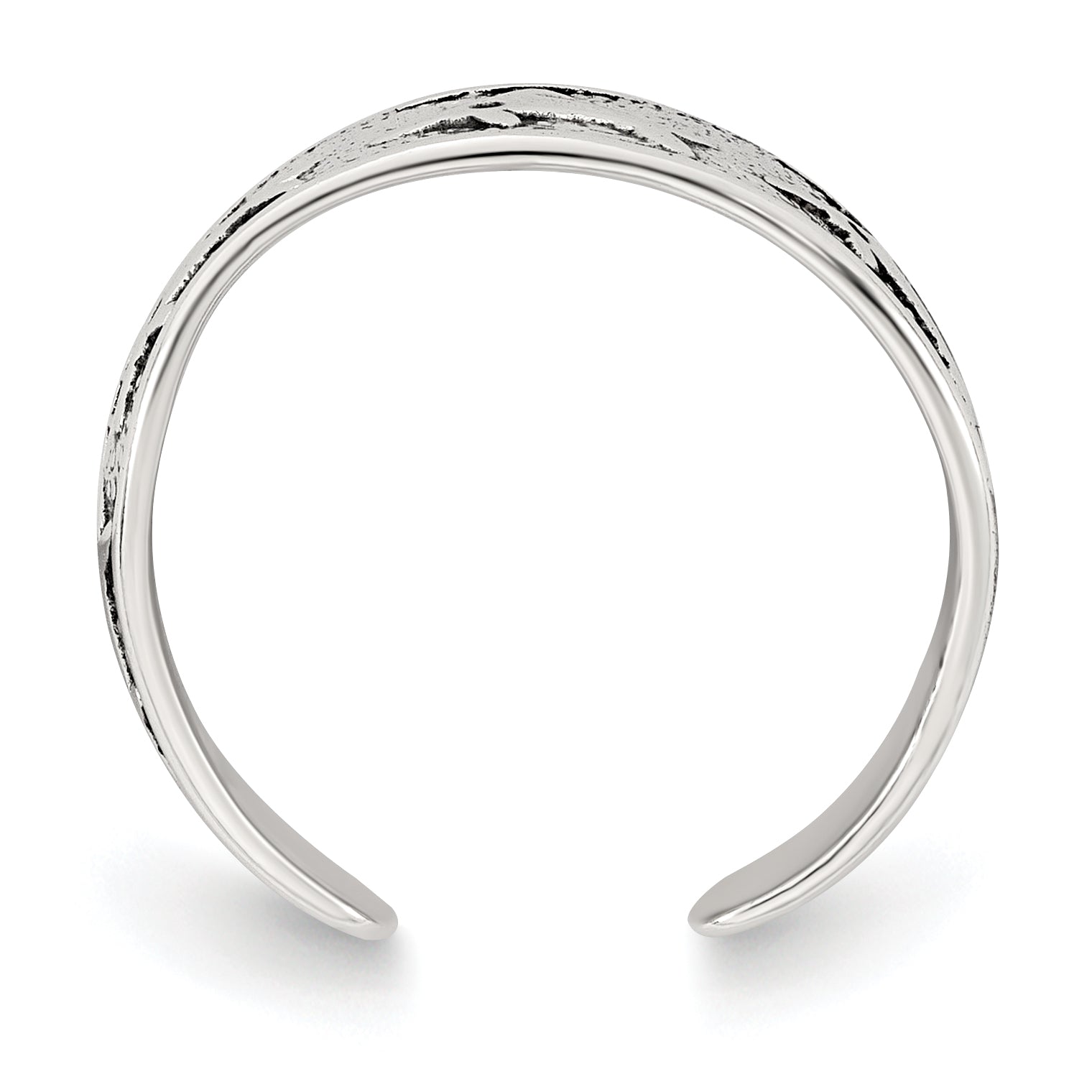 Sterling Silver Polished and Antiqued Dolphin Toe Ring