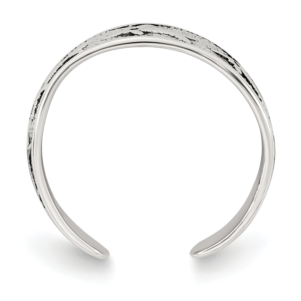 Sterling Silver Polished and Antiqued Dolphin Toe Ring
