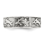 Sterling Silver Polished and Antiqued Dolphin Toe Ring