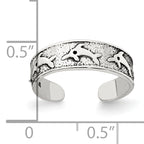 Sterling Silver Polished and Antiqued Dolphin Toe Ring