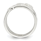 Sterling Silver Polished Hearts Three Band Size 8 Ring