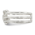 Sterling Silver Polished Hearts Three Band Size 8 Ring