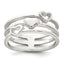 Sterling Silver Polished Hearts Three Band Size 8 Ring