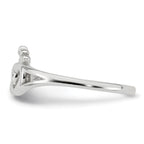 Sterling Silver Polished Interlocking Hearts With Crown Ring