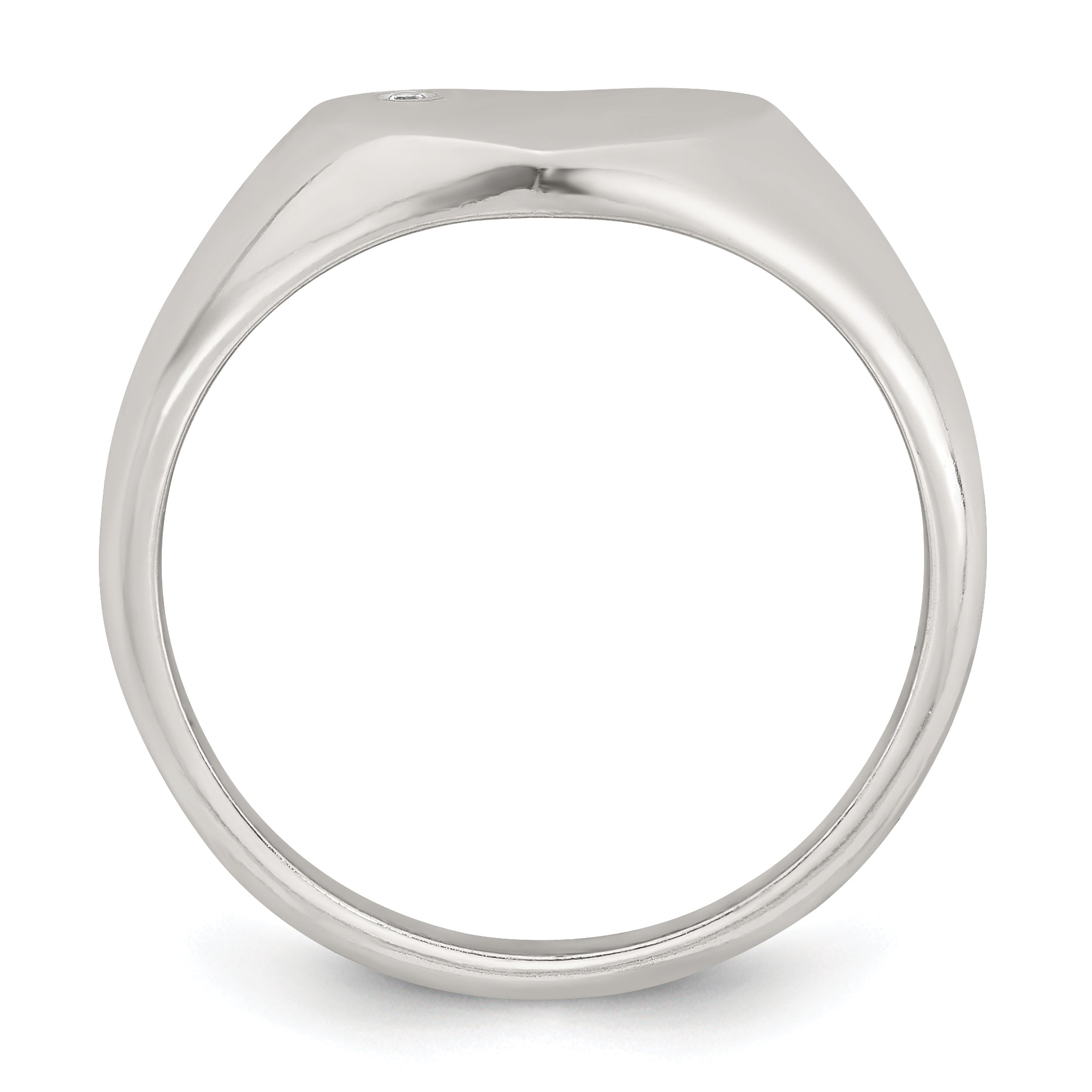 Sterling Silver Polished White CZ Heart Size 8 Signet Ring