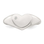 Sterling Silver Polished White CZ Heart Size 8 Signet Ring