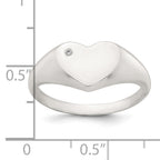Sterling Silver Polished White CZ Heart Size 8 Signet Ring