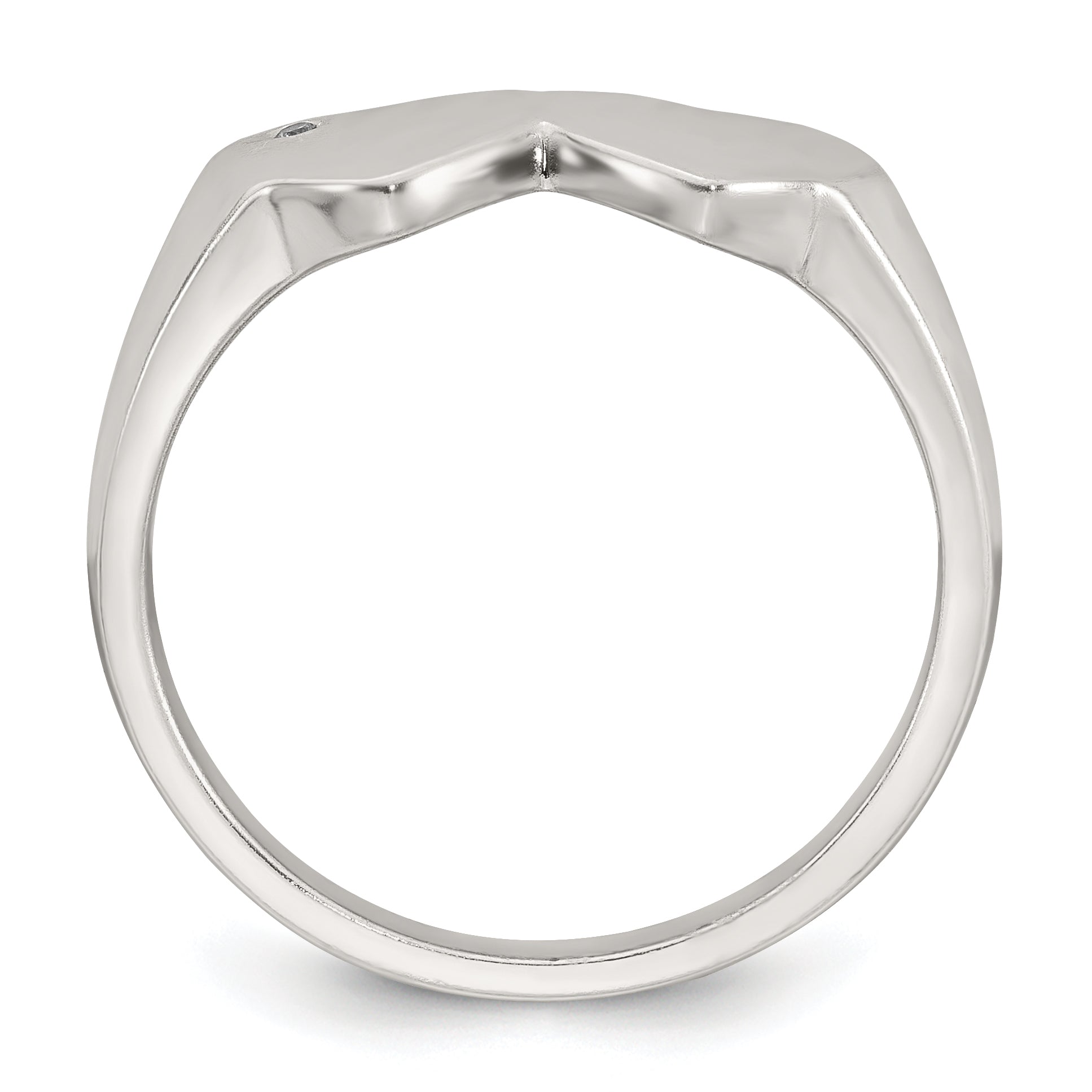 Double Heart CZ Signet Ring in Sterling Silver Secondary image