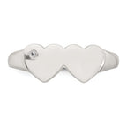 Sterling Silver Polished White CZ Double Heart Size 8 Signet Ring