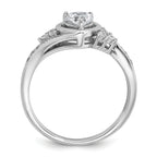 Sterling Silver Rhodium-plated Polished Fancy CZ Center Heart Size 8 Ring