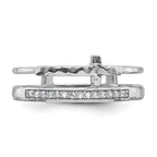 Sterling Silver Rhodium-plated Polished CZ and Hammered Cross Double Band Size 8 Ring