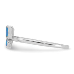 Sterling Silver Rhodium-plated Polished Blue Lab Created Opal Butterfly Size 8 Ring