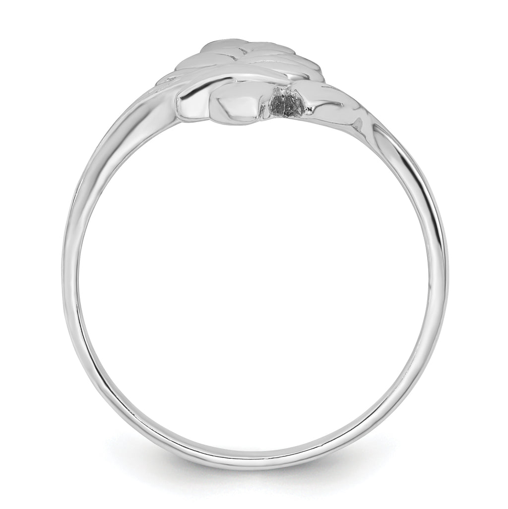 Sterling Silver Rhodium-plated Polished Leaf Size 8 Ring