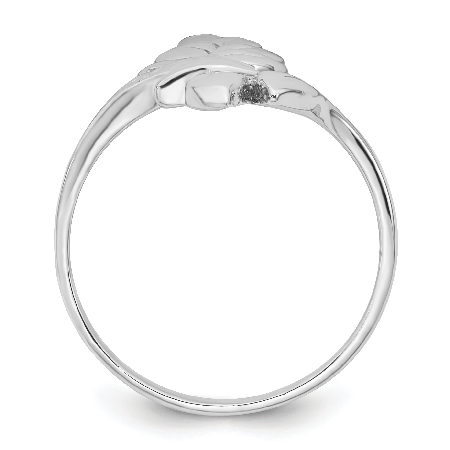 Sterling Silver Rhodium-plated Polished Leaf Size 8 Ring