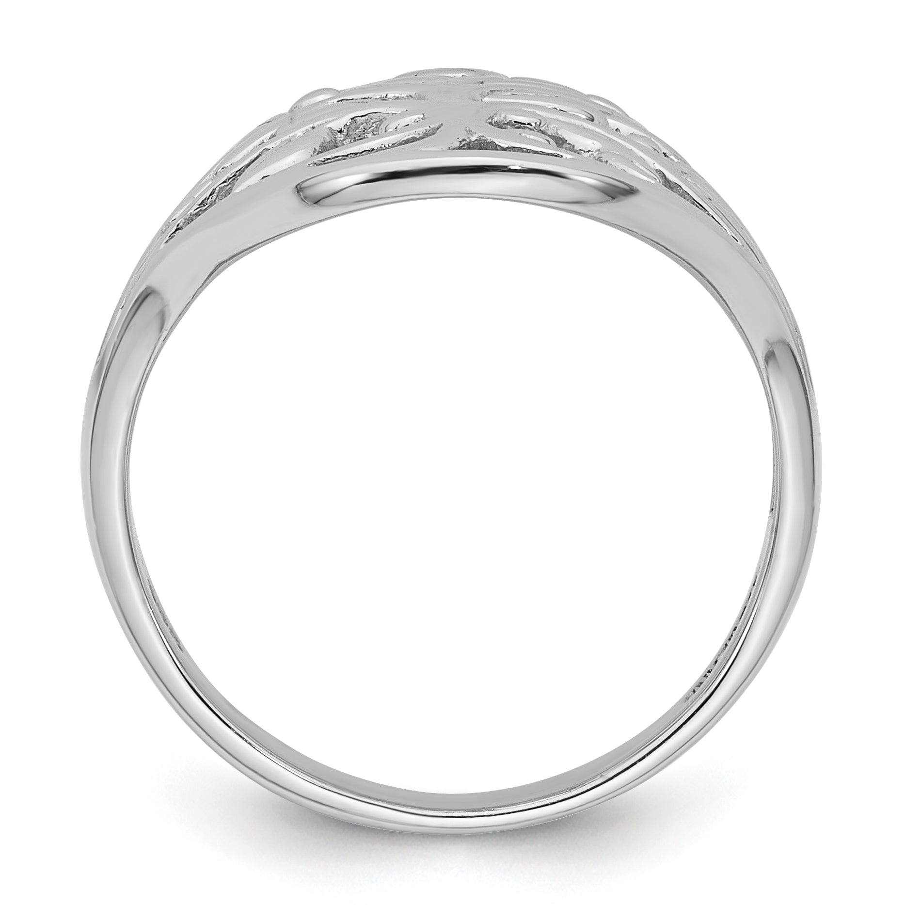 Sterling Silver Rhodium-plated Polished Fancy Tree Size 6 Ring Secondary image