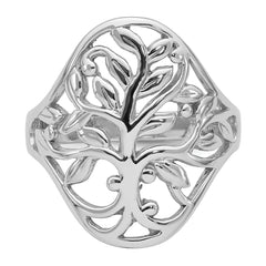Sterling Silver Rhodium-plated Polished Fancy Tree Size 8 Ring