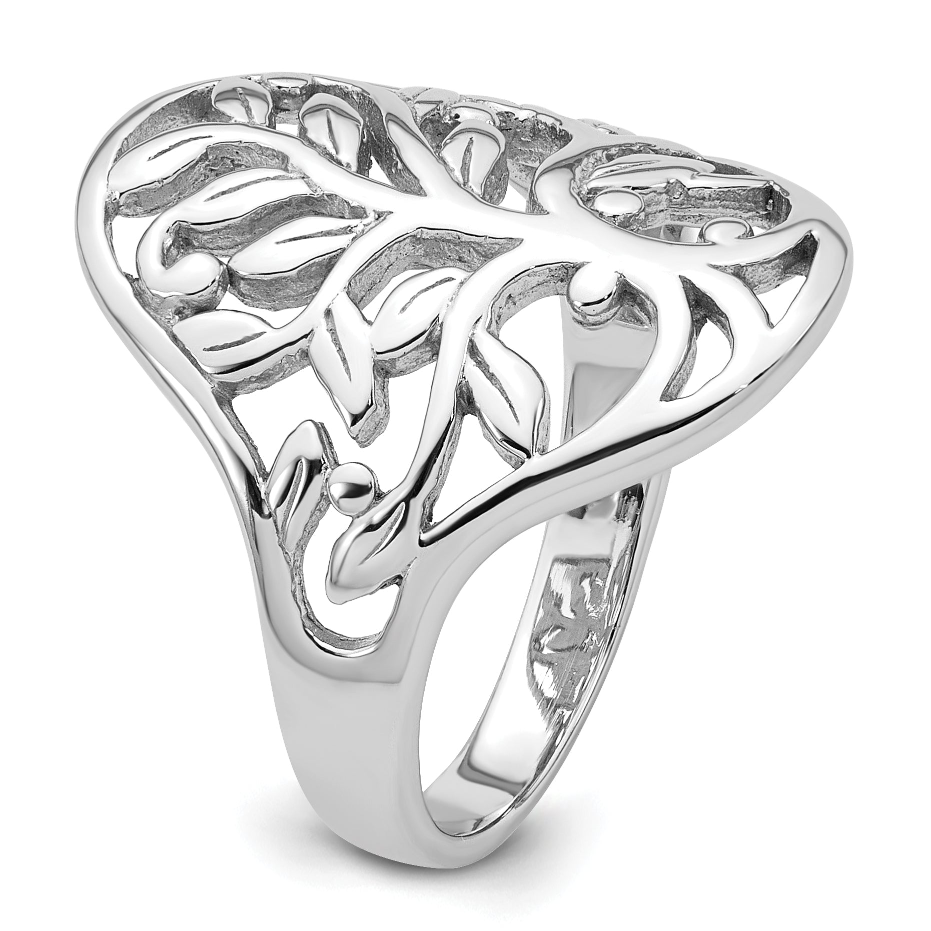 Sterling Silver Rhodium-plated Polished Fancy Tree Size 8 Ring