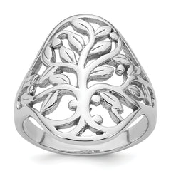 Sterling Silver Rhodium-plated Polished Fancy Tree Size 8 Ring