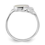 Sterling Silver Rhodium-plated Polished Oval Mother of Pearl and Dolphin Size 8 Ring