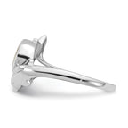 Sterling Silver Rhodium-plated Polished Oval Mother of Pearl and Dolphin Size 8 Ring
