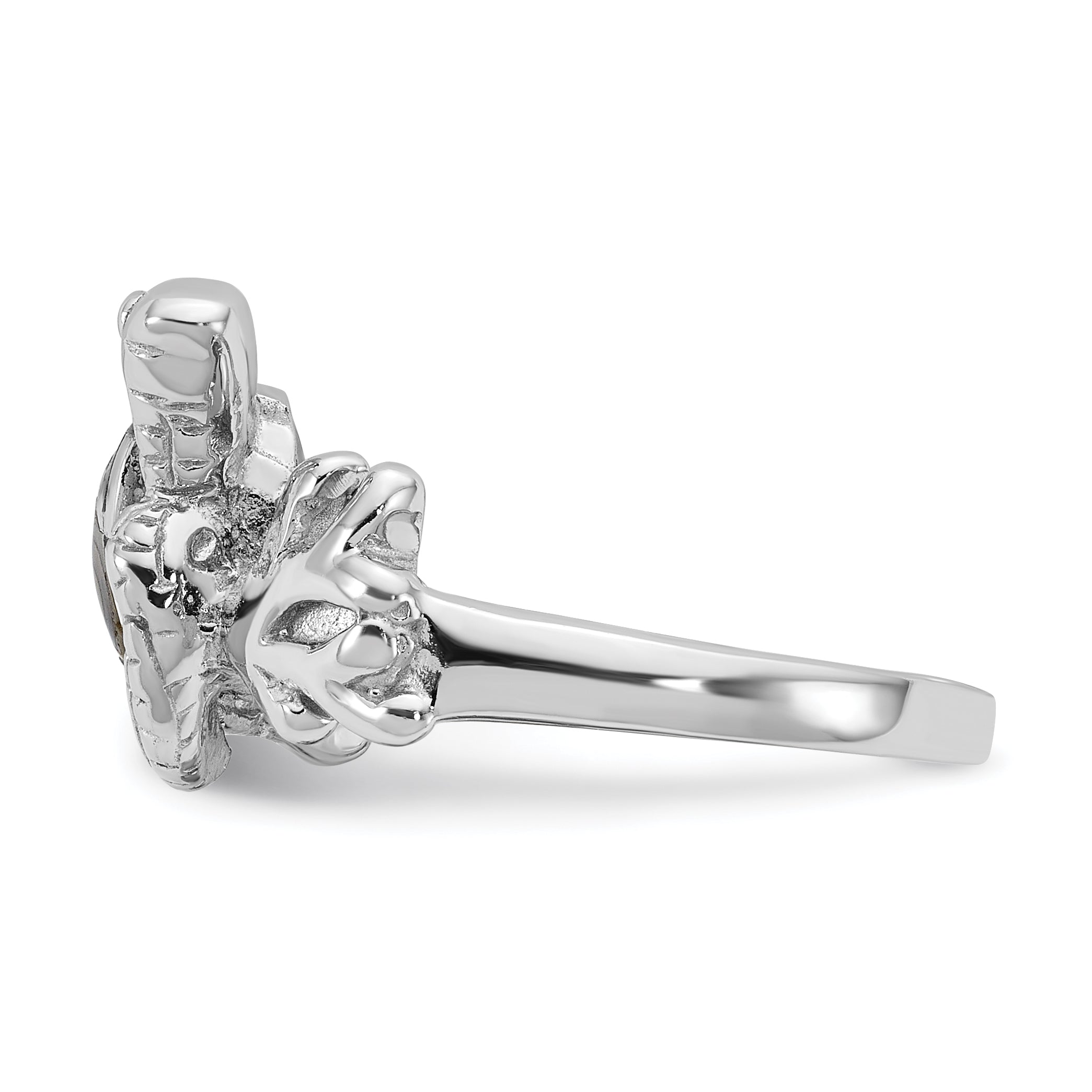 Sterling Silver Rhodium-plated Polished Abalone Sea Turtle Size 8 Ring