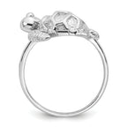 Sterling Silver Rhodium-plated Polished and Textured Sea Turtle Size 8 Ring