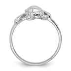 Sterling Silver Rhodium-plated Polished and Textured Sea Turtle Size 8 Ring