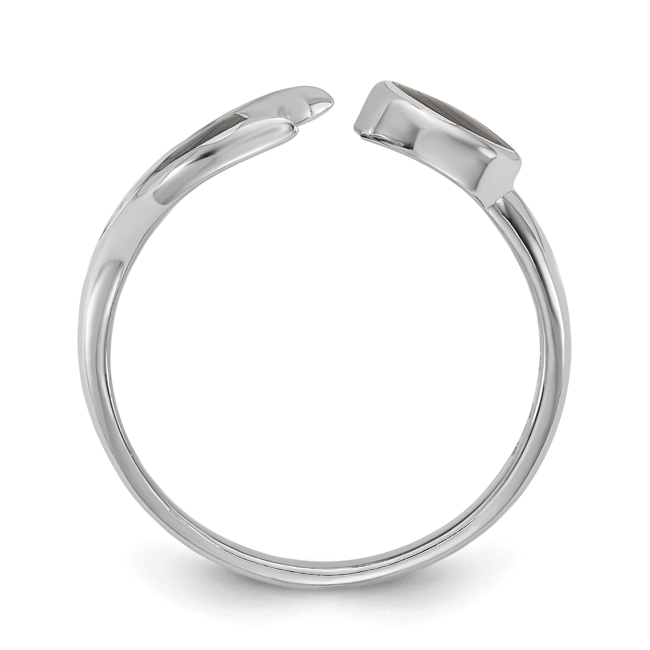 Sterling Silver Rhodium-plated Polished Abalone Whale Tail Size 8 Ring