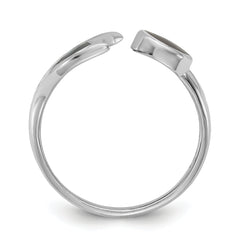 Sterling Silver Rhodium-plated Polished Abalone Whale Tail Size 8 Ring