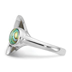 Sterling Silver Rhodium-plated Polished Abalone Whale Tail Size 8 Ring