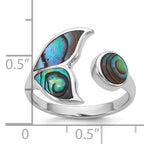 Sterling Silver Rhodium-plated Polished Abalone Whale Tail Size 8 Ring