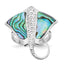 Sterling Silver Rhodium-plated Polished and Textured Abalone Stingray Size 8 Ring