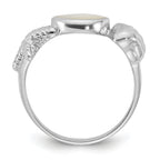 Sterling Silver Rhodium-plated Polished Oval Mother of Pearl and Sea Shell with Starfish Size 8 Ring