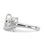 Sterling Silver Rhodium-plated Polished Oval Mother of Pearl and Sea Shell with Starfish Size 8 Ring