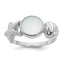 Sterling Silver Rhodium-plated Polished Oval Mother of Pearl and Sea Shell with Starfish Size 8 Ring