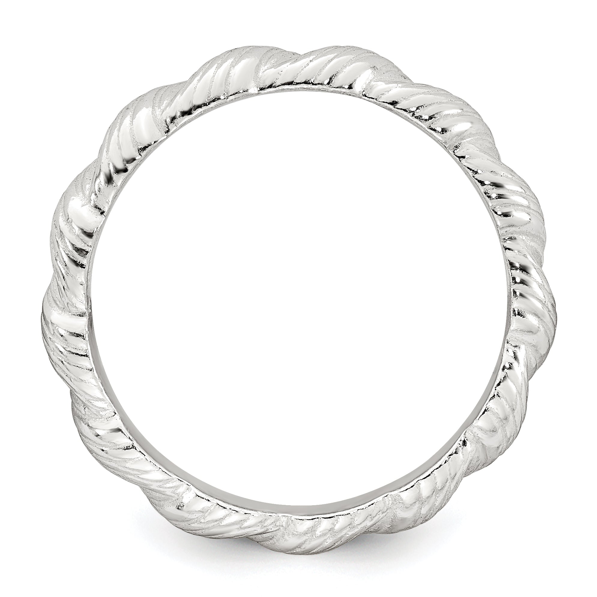 Polished & Grooved Twisted Band Ring in Sterling Silver Secondary image