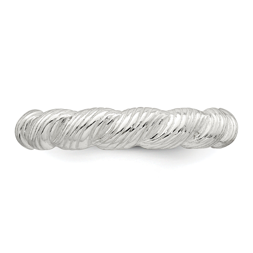 Sterling Silver Polished and Grooved Twisted Band Size 8 Ring