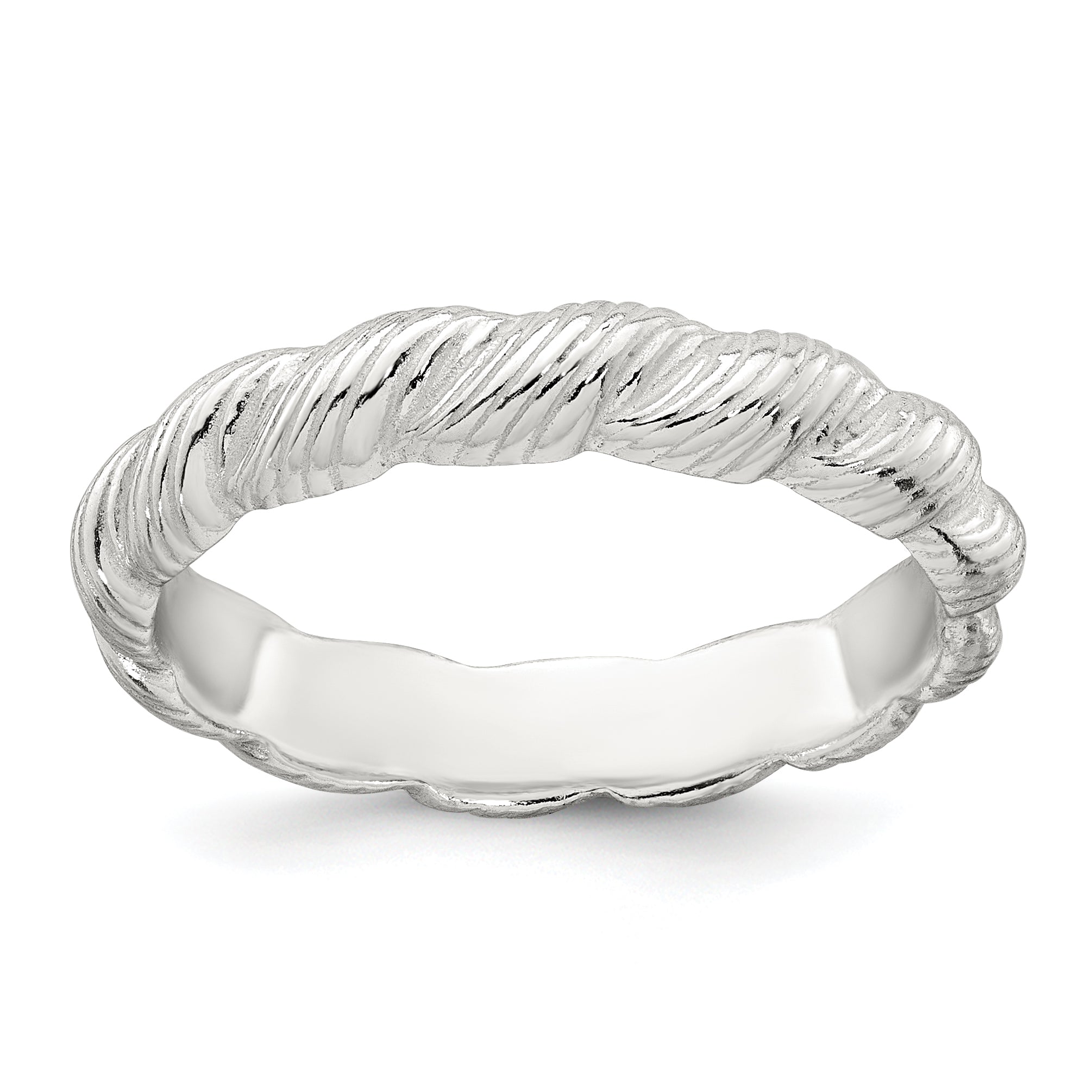 Sterling Silver Polished and Grooved Twisted Band Size 8 Ring Main image