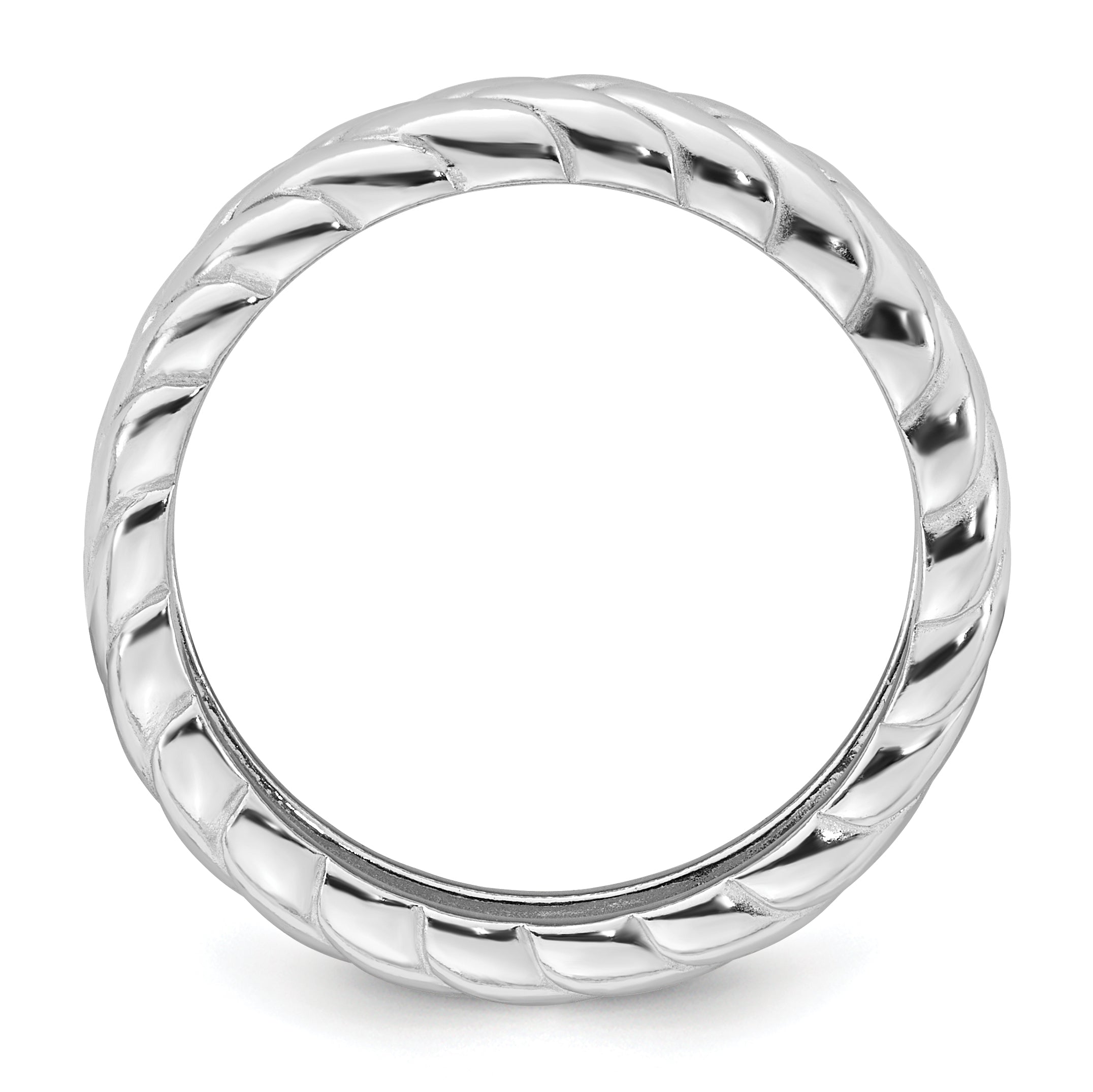 Sterling Silver Rhodium-plated Polished and Braided 5.00mm Band Size 6 Ring Secondary image