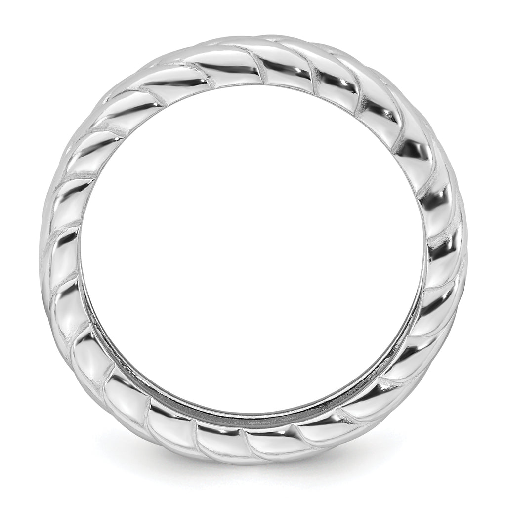 Sterling Silver Rhodium-plated Polished and Braided 5.00mm Band Size 8 Ring