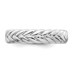 Sterling Silver Rhodium-plated Polished and Braided 5.00mm Band Size 8 Ring